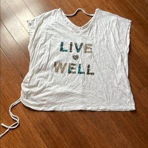 Cato White Cap Sleeve Graphic Tee Relaxed Fit